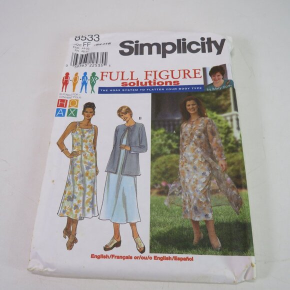 simplicity 8533 Mary Duffy sleeveless dress, jacket UNCUT sewing pattern - Picture 2 of 9